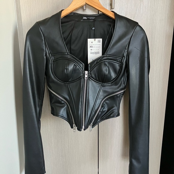 Zara Faux Leather Corset Top - Picture 1 of 8